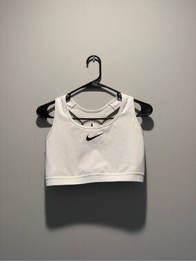 Nike White and Black Medium-Impact Sports Bra